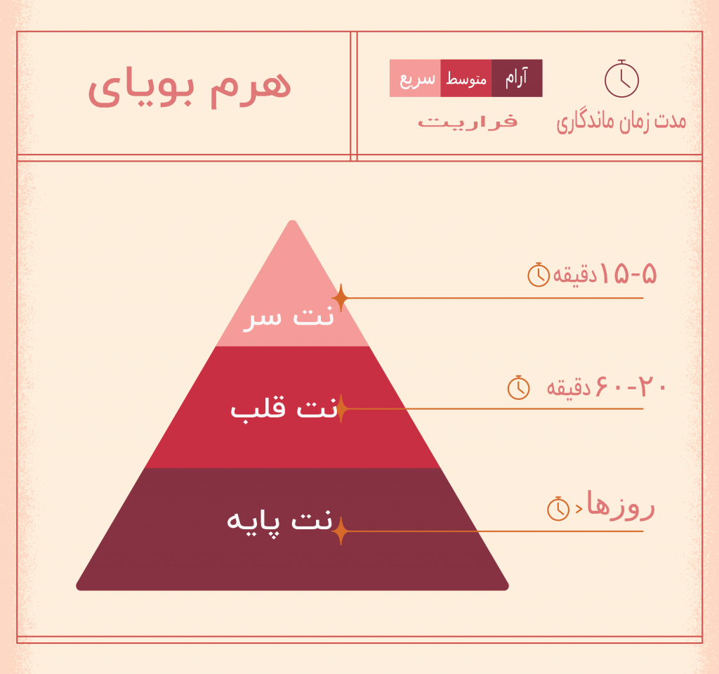 هرم بویایی متشکل از سه نت تشکیل دهنده یک رایحه